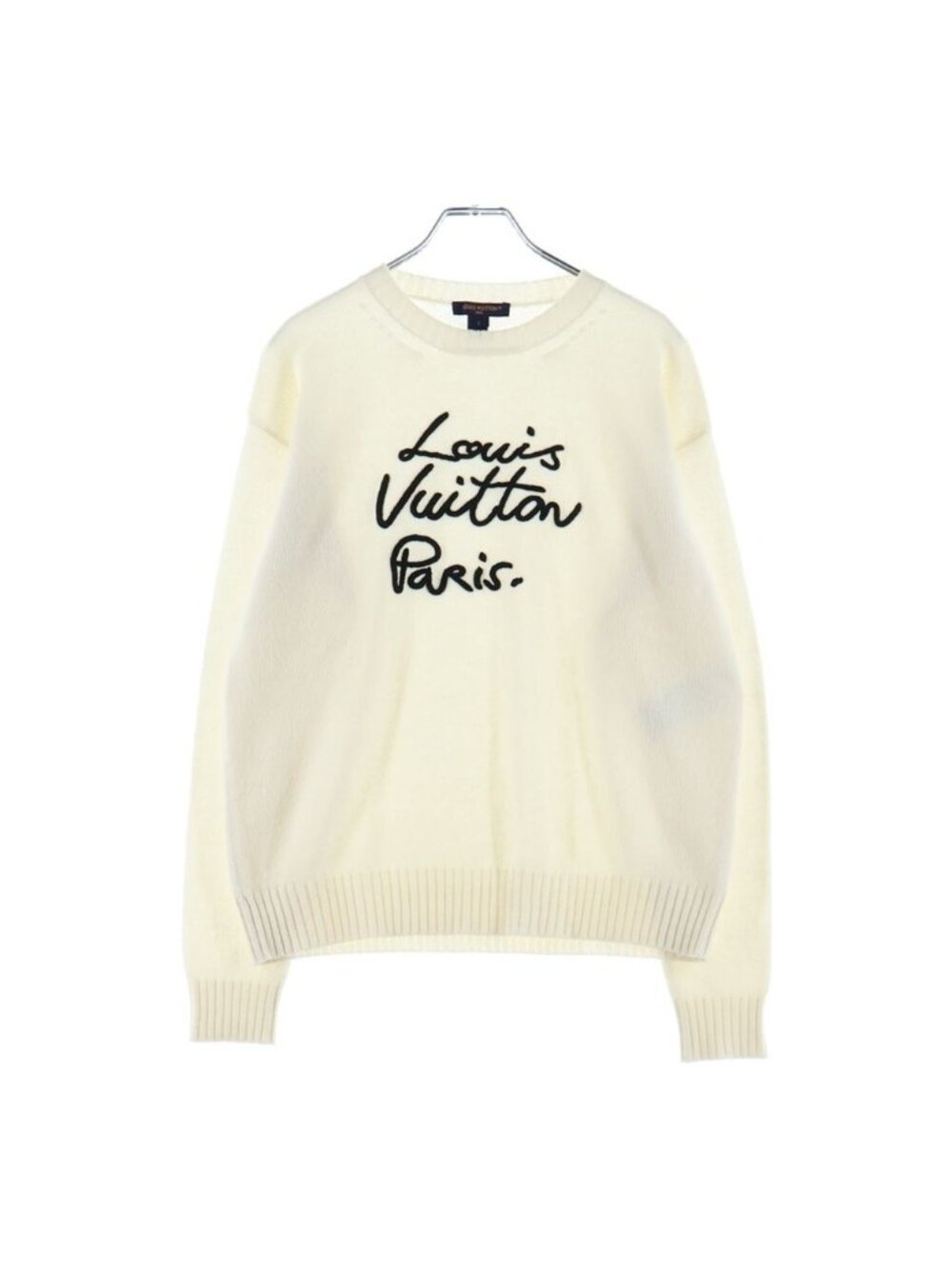 Louis Vuitton Cursive Signature Pullover Cashmere Knit Ivory Sweater